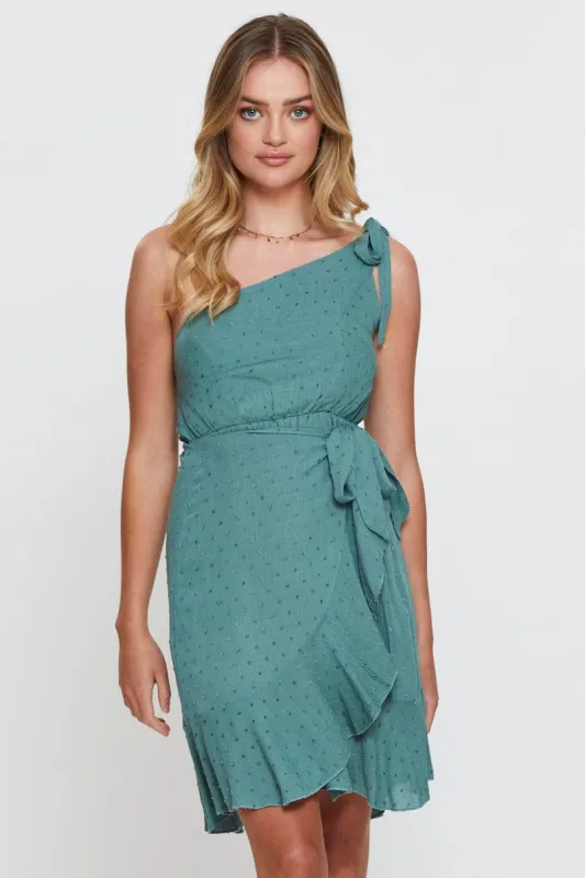 Green Wrap Dress One Shoulder Sleeveless sold by Ally Fashion