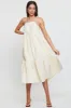 Beige Midi Dress Sleeveless Tie Shoulder sold by Ally Fashion