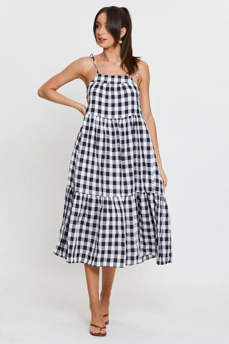 Check Midi Dress Sleeveless Tie Shoulder sold by Ally Fashion product image thumbnail 3