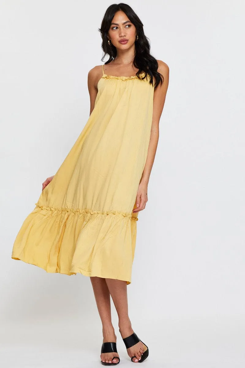 Yellow A Line Dress Sleeveless Midi sold by Ally Fashion product image thumbnail 3