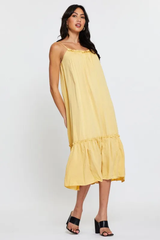 Yellow A Line Dress Sleeveless Midi sold by Ally Fashion