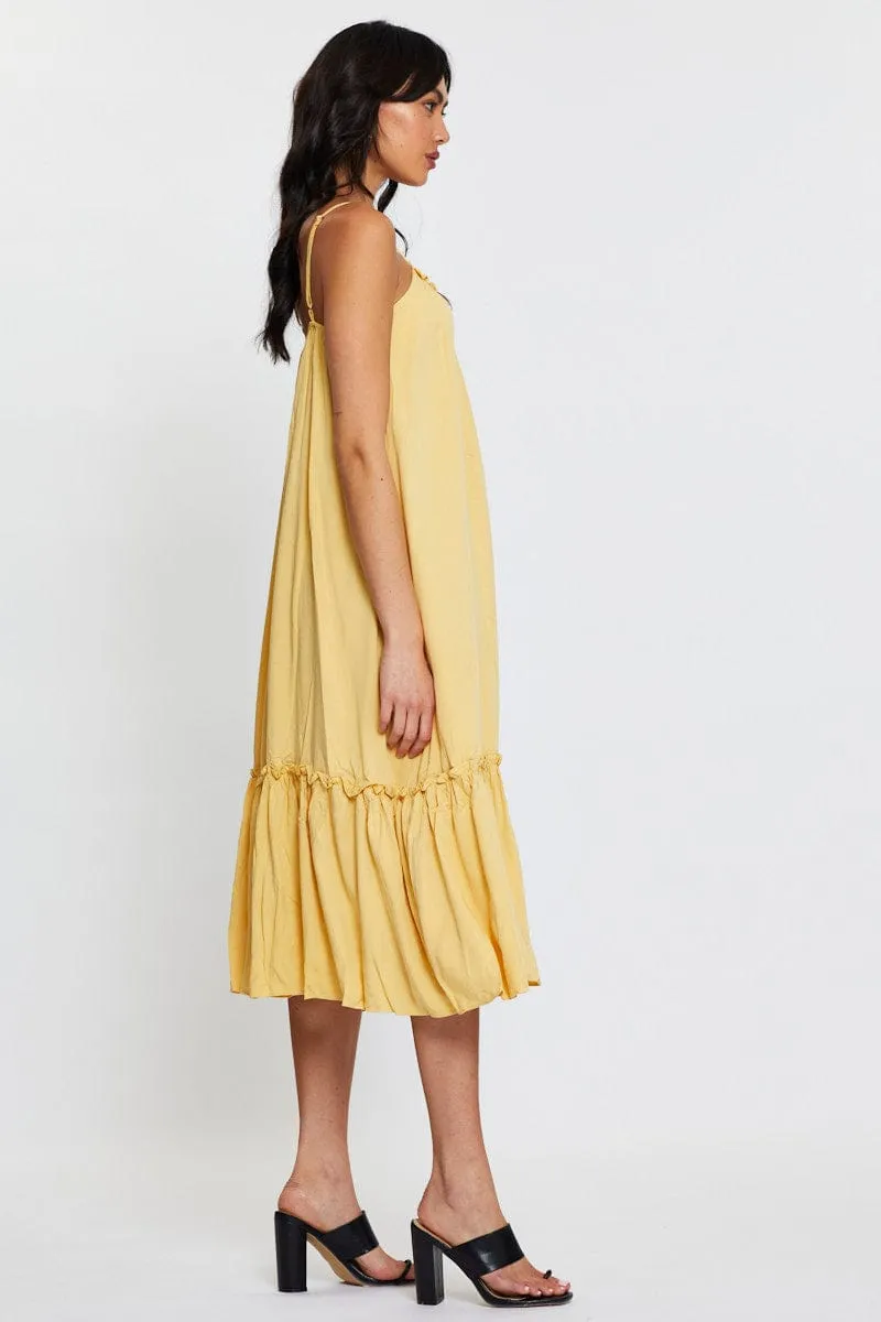 Yellow A Line Dress Sleeveless Midi sold by Ally Fashion product image thumbnail 4