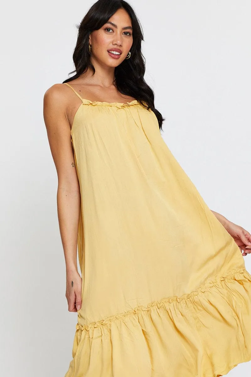 Yellow A Line Dress Sleeveless Midi sold by Ally Fashion product image thumbnail 2