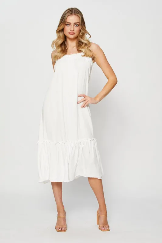 White A Line Dress Sleeveless Midi sold by Ally Fashion