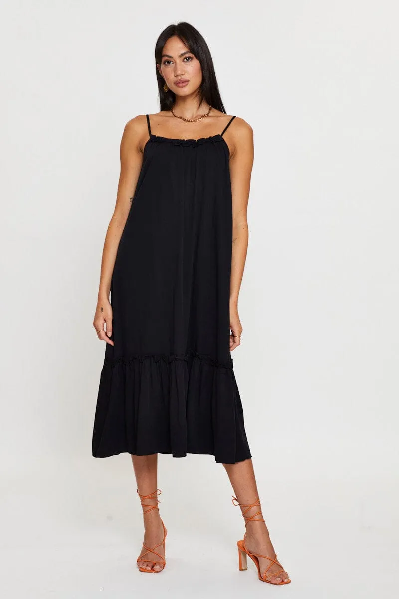 Black A Line Dress Sleeveless Midi sold by Ally Fashion