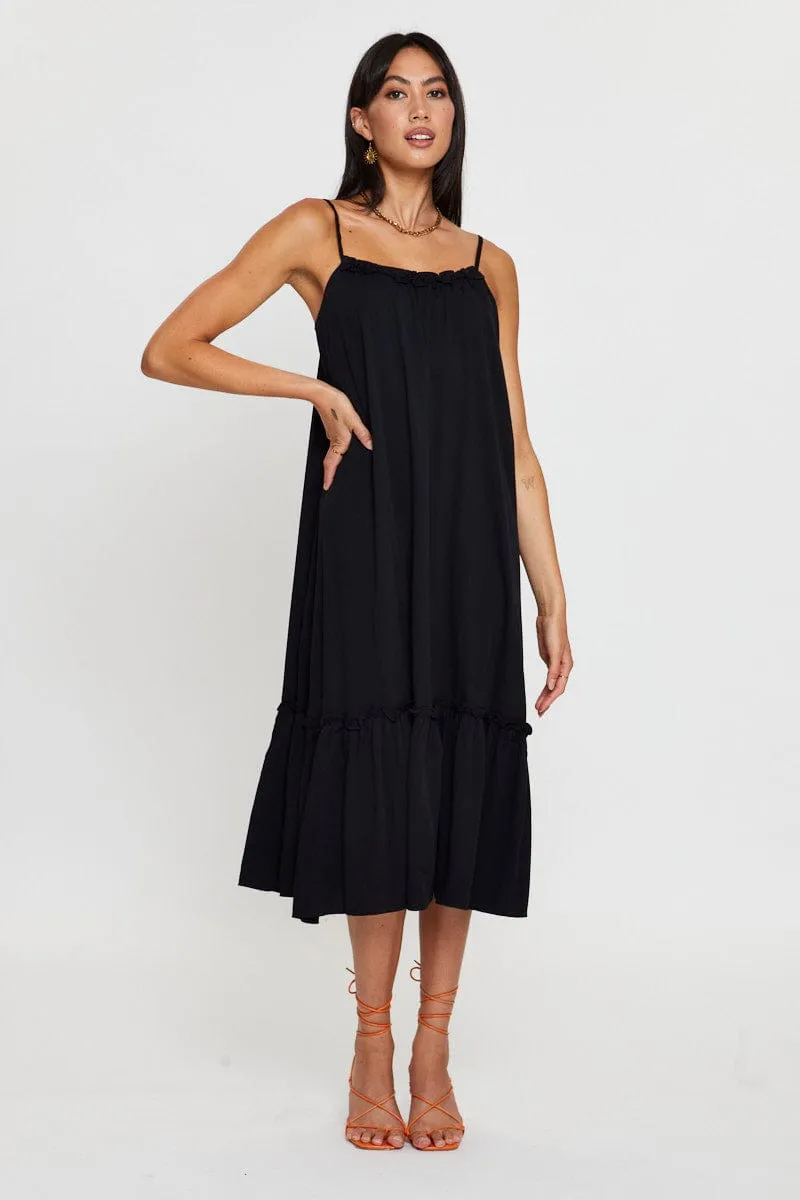 Black A Line Dress Sleeveless Midi sold by Ally Fashion product image thumbnail 3