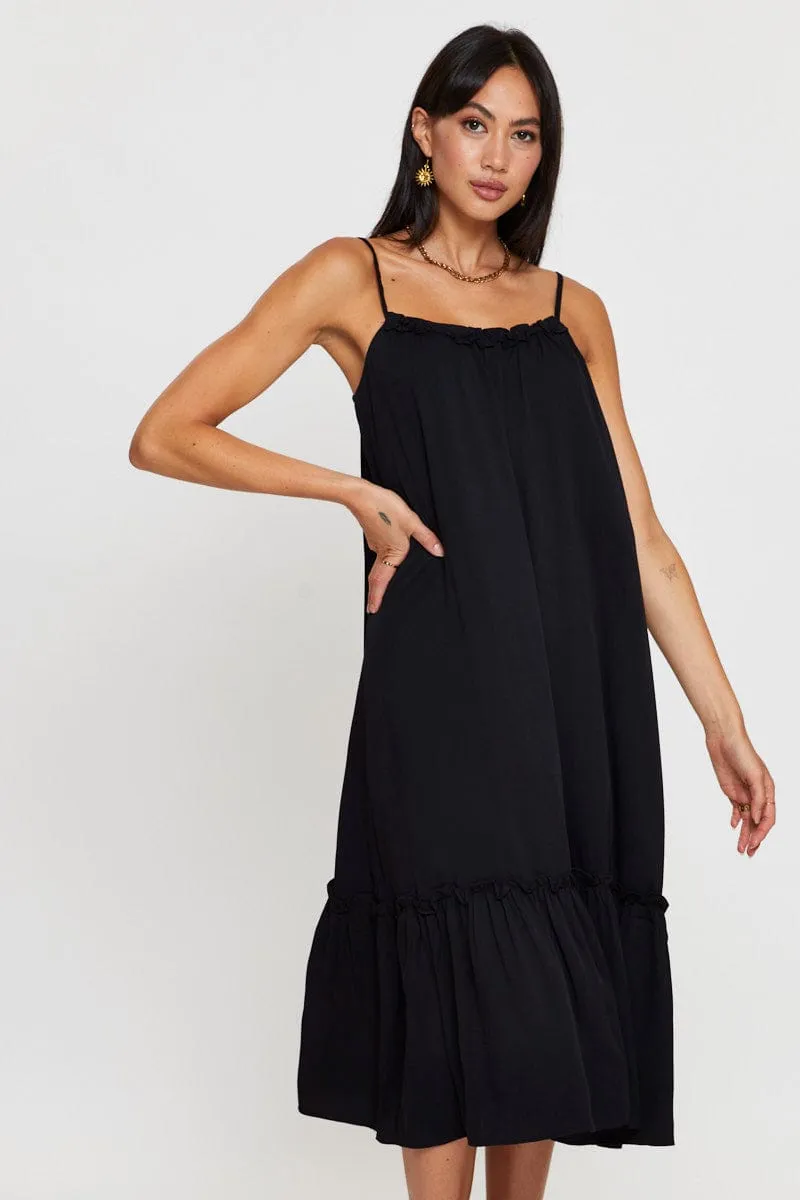 Black A Line Dress Sleeveless Midi sold by Ally Fashion product image thumbnail 2