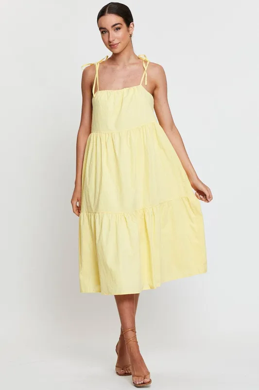 Yellow A Line Dress Midi sold by Ally Fashion