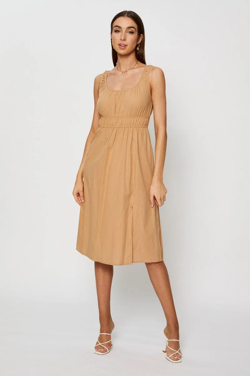Beige Midi Dress Sleeveless sold by Ally Fashion product image thumbnail 3