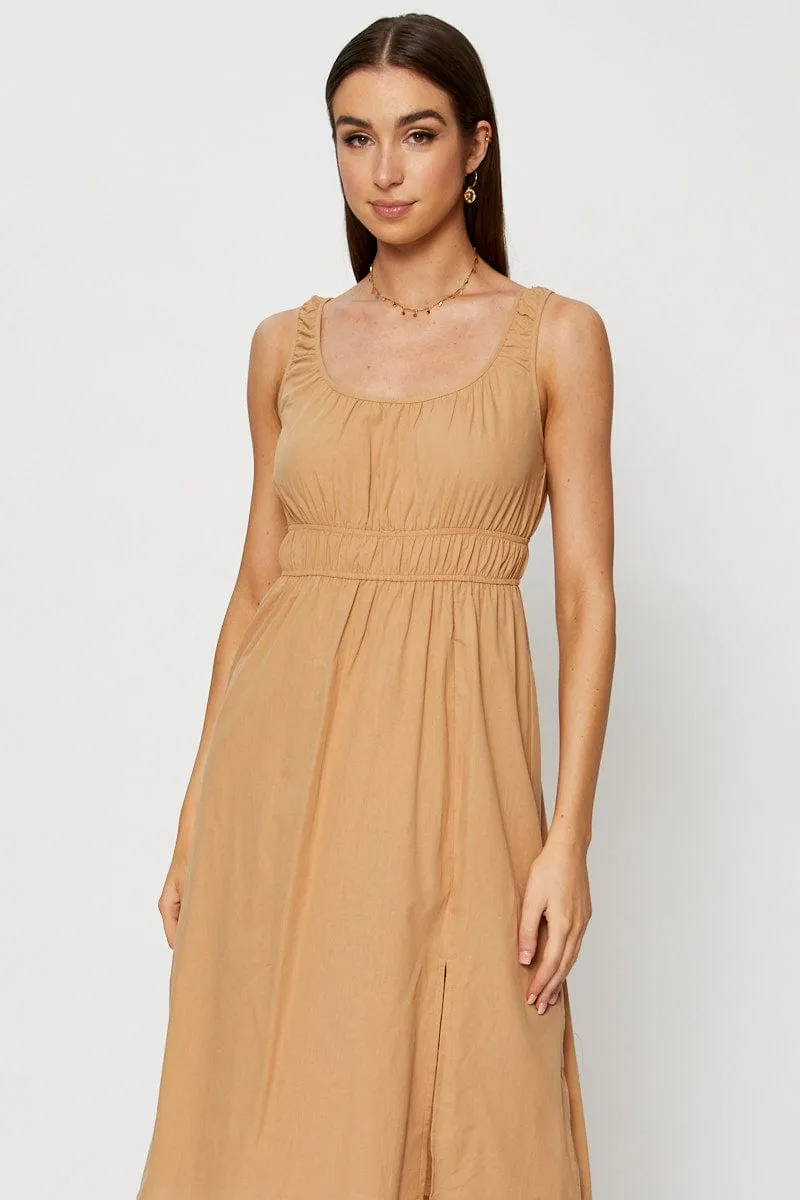 Beige Midi Dress Sleeveless sold by Ally Fashion product image thumbnail 2