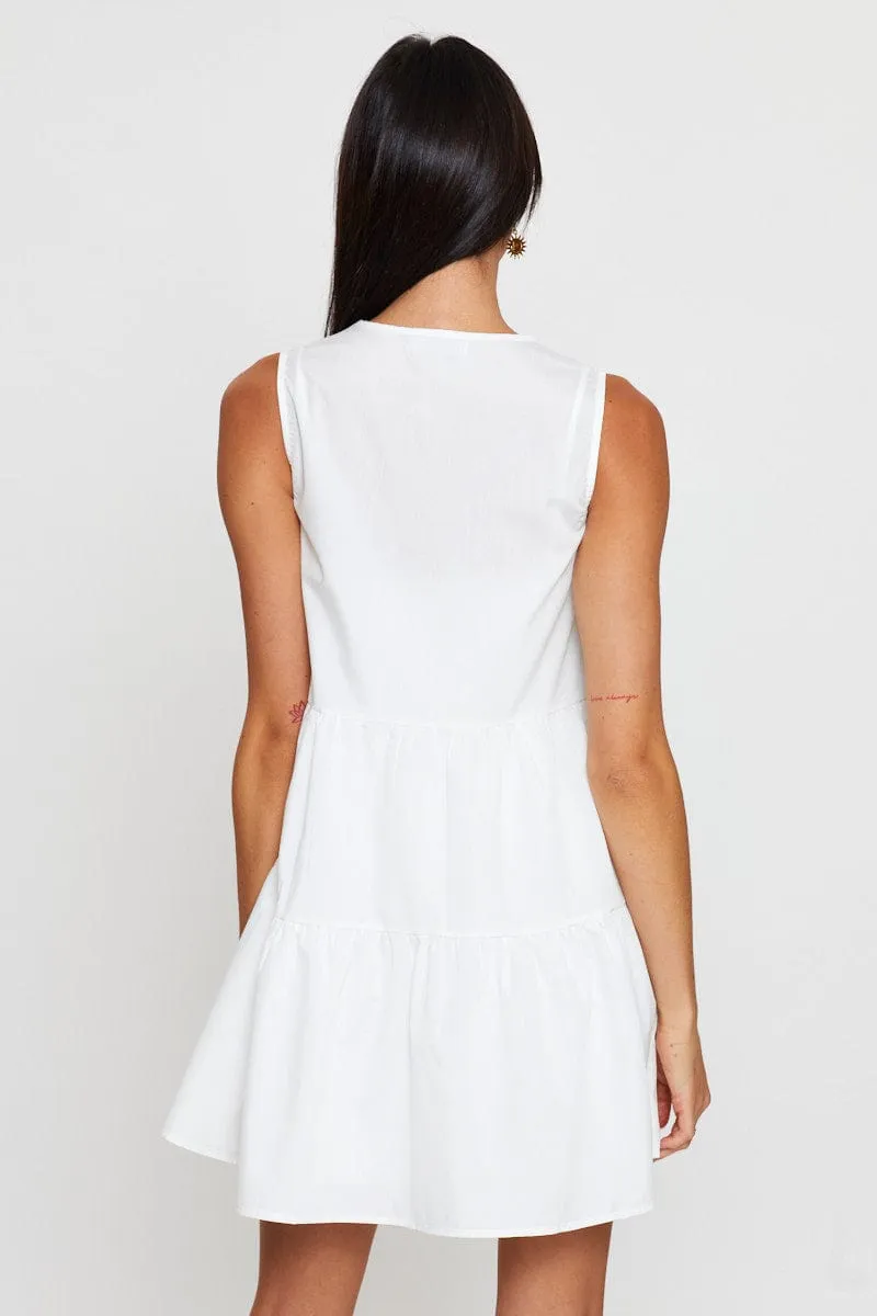 White A Line Dress Mini V Neck sold by Ally Fashion product image thumbnail 5