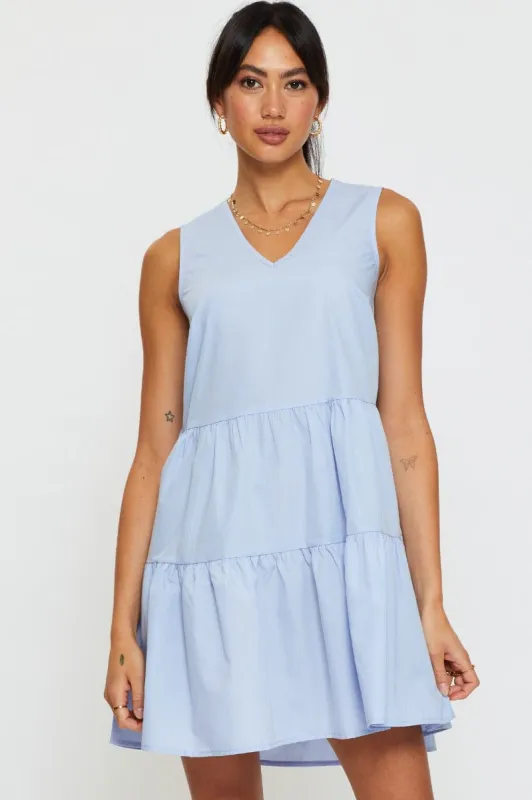 Blue A Line Dress Mini V Neck sold by Ally Fashion