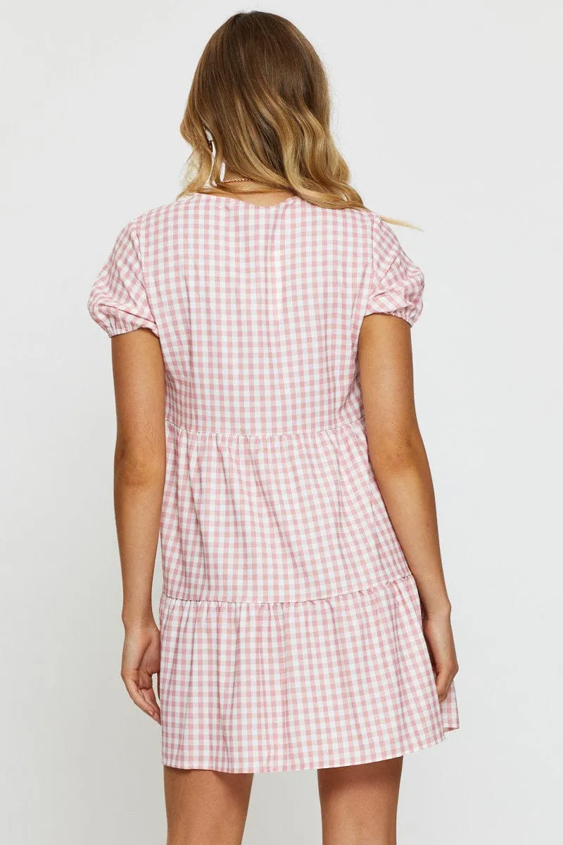 Check Mini Dress V Neck sold by Ally Fashion product image thumbnail 5