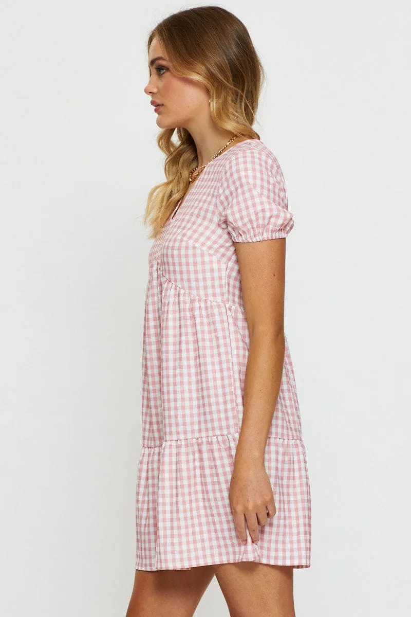 Check Mini Dress V Neck sold by Ally Fashion product image thumbnail 4