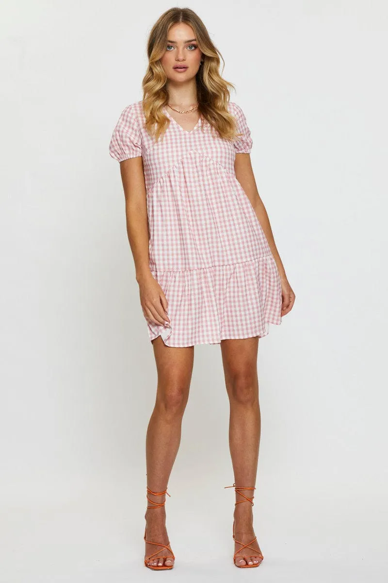 Check Mini Dress V Neck sold by Ally Fashion product image thumbnail 2