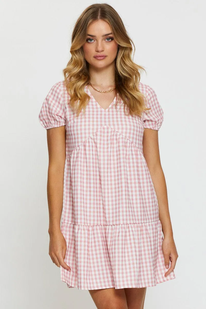 Check Mini Dress V Neck sold by Ally Fashion product image thumbnail 3