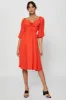 Red Midi Dress Short Sleeve Sweetheart Neckline sold by Ally Fashion