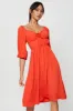 Red Midi Dress Short Sleeve Sweetheart Neckline sold by Ally Fashion