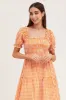 Check Short Sleeve Shirred Midi Dress sold by Ally Fashion