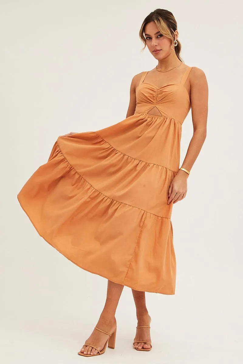 Beige Cut Out Midi Dress sold by Ally Fashion