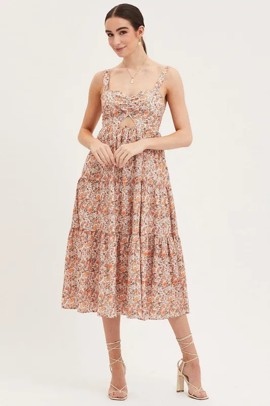 Print Cut Out Midi Dress sold by Ally Fashion