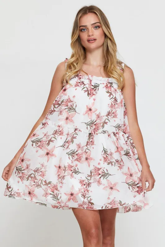 Print Mini Dress Sleeveless Square Neck sold by Ally Fashion