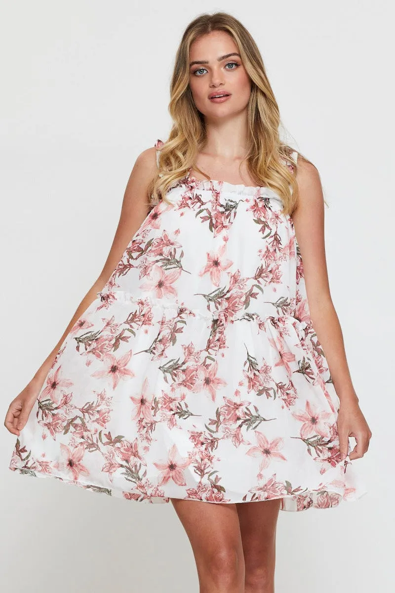 Print Mini Dress Sleeveless Square Neck sold by Ally Fashion