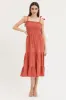 Brown Maxi Dress Sleeveless Tie Shoulder Square Neck sold by Ally Fashion