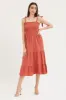 Brown Maxi Dress Sleeveless Tie Shoulder Square Neck sold by Ally Fashion