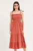 Brown Maxi Dress Sleeveless Tie Shoulder Square Neck sold by Ally Fashion