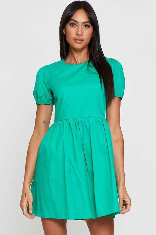 Green Mini Dress Short Sleeve Round Neck sold by Ally Fashion