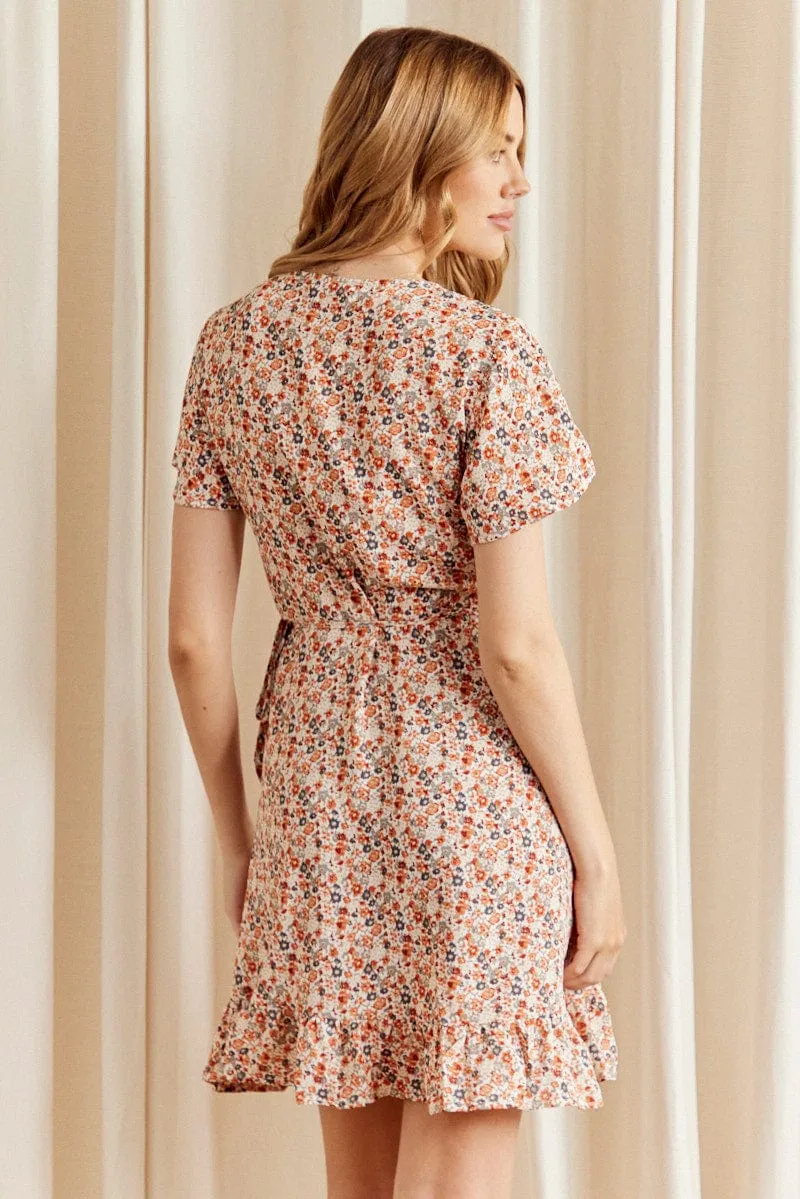 Print Mini Dress Short Sleeve V Neck sold by Ally Fashion product image thumbnail 5