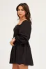 Black Square Neck Skater Dress sold by Ally Fashion