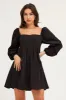 Black Square Neck Skater Dress sold by Ally Fashion