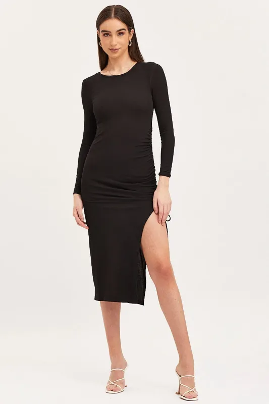 Black Midi Dress Long Sleeve Bodycon sold by Ally Fashion