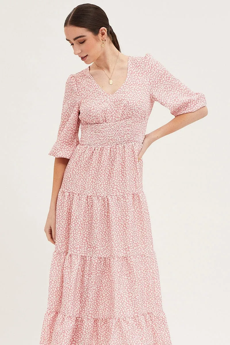 Geo Print Maxi Dress Long Sleeve V Neck sold by Ally Fashion product image thumbnail 2