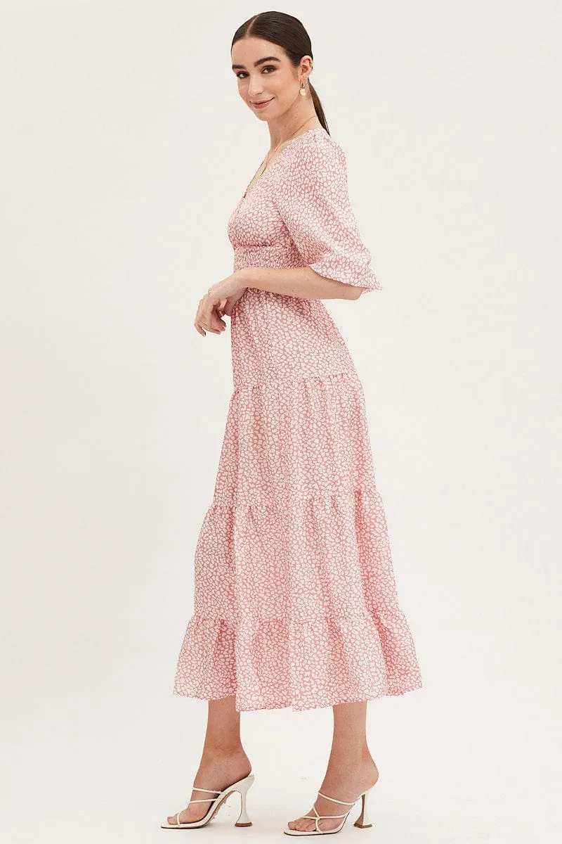 Geo Print Maxi Dress Long Sleeve V Neck sold by Ally Fashion product image thumbnail 4