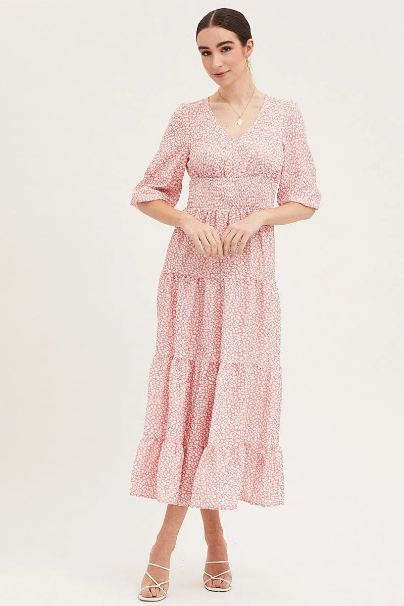 Geo Print Maxi Dress Long Sleeve V Neck sold by Ally Fashion product image thumbnail 3