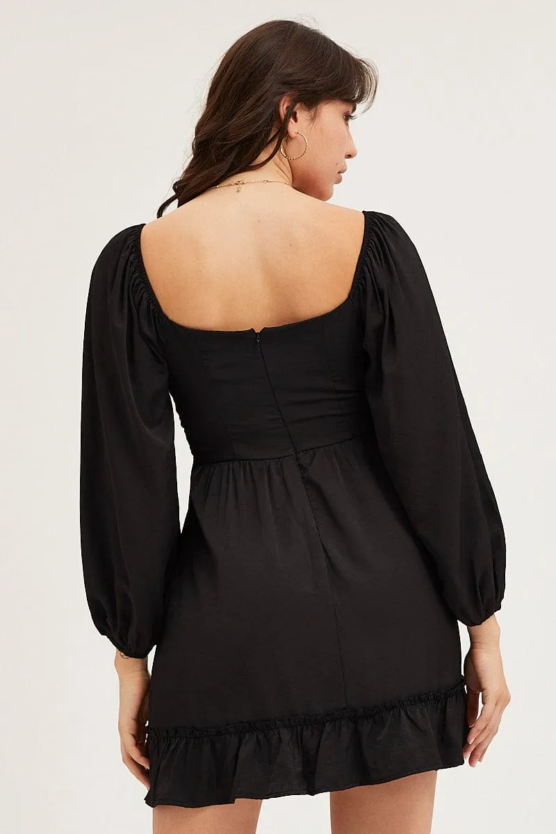 Black Long Sleeve A-Line Mini Dress sold by Ally Fashion product image thumbnail 5