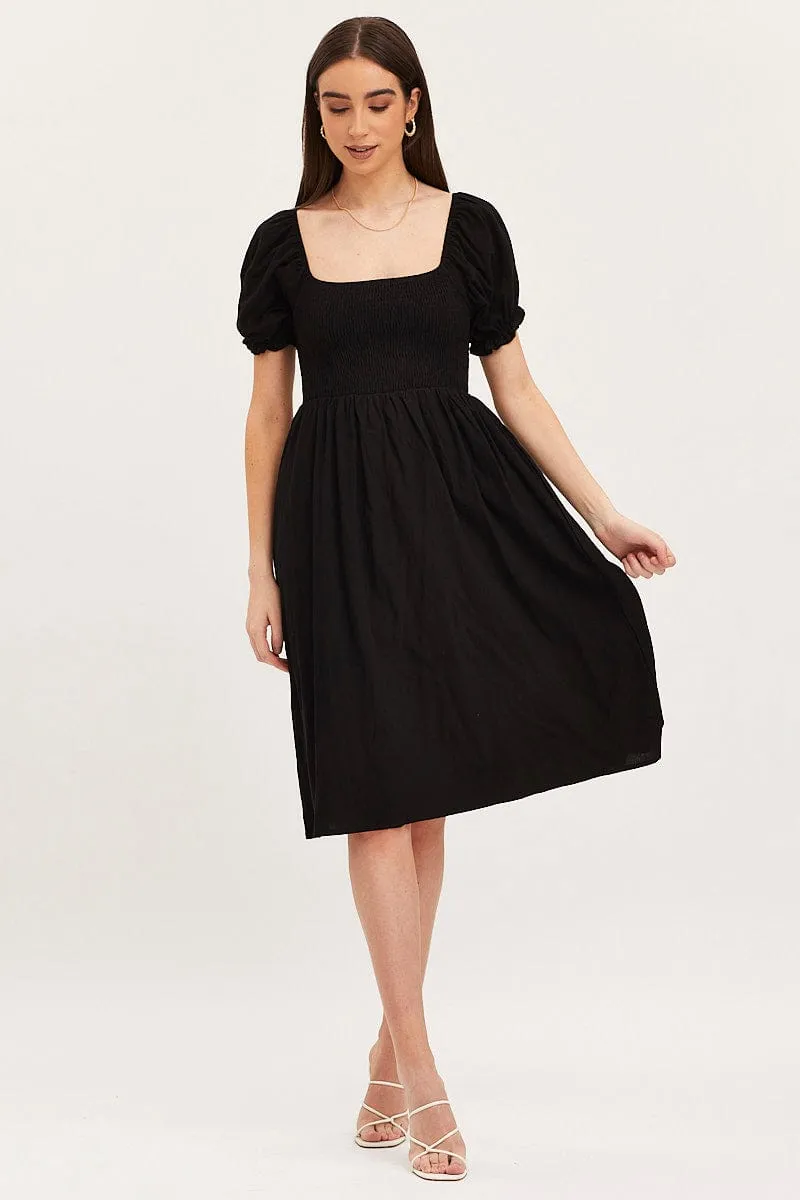 Black Mini Dress Short Sleeve Square Neck sold by Ally Fashion product image thumbnail 2