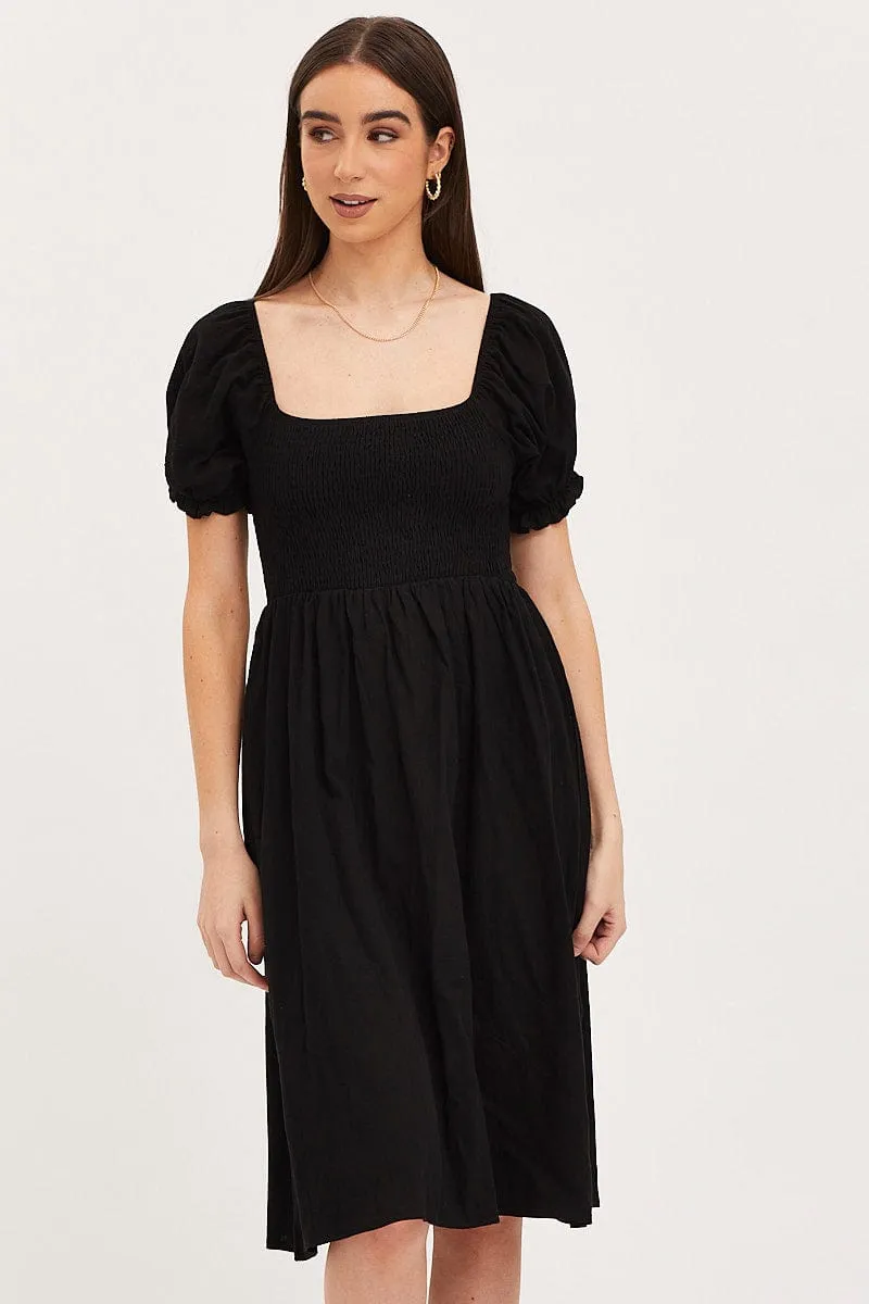 Black Mini Dress Short Sleeve Square Neck sold by Ally Fashion product image thumbnail 3