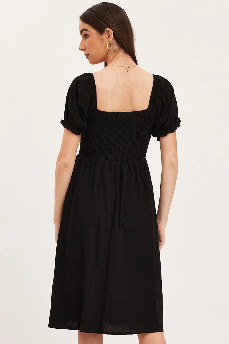 Black Mini Dress Short Sleeve Square Neck sold by Ally Fashion product image thumbnail 5