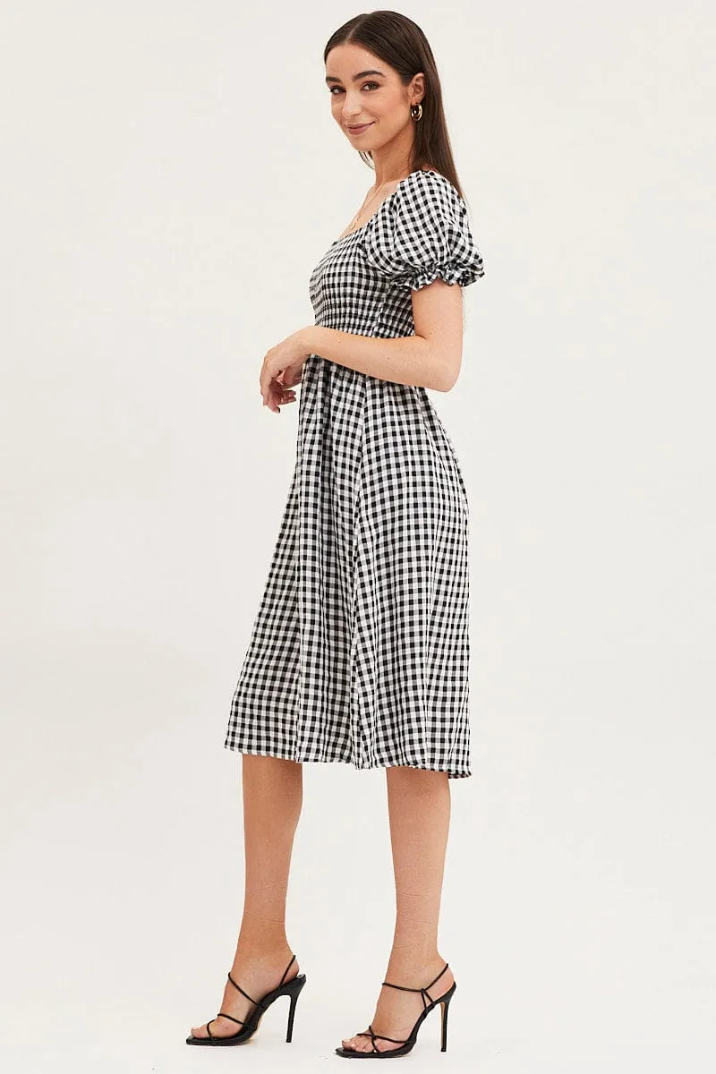 Check Mini Dress Short Sleeve Square Neck sold by Ally Fashion product image thumbnail 4