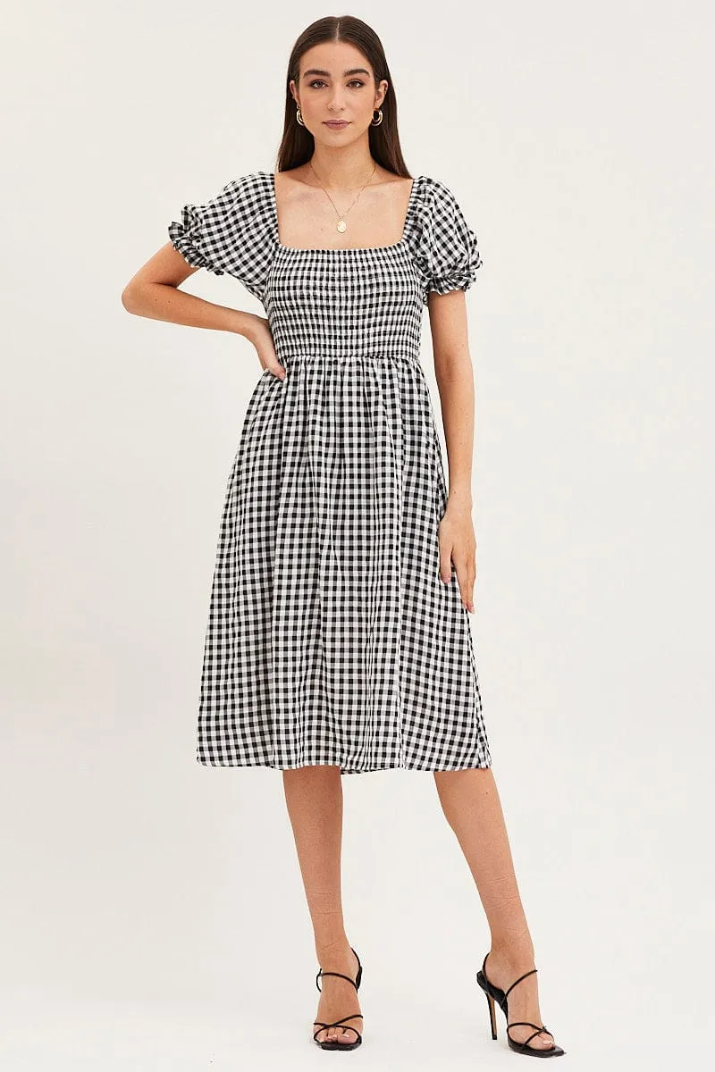 Check Mini Dress Short Sleeve Square Neck sold by Ally Fashion product image thumbnail 3