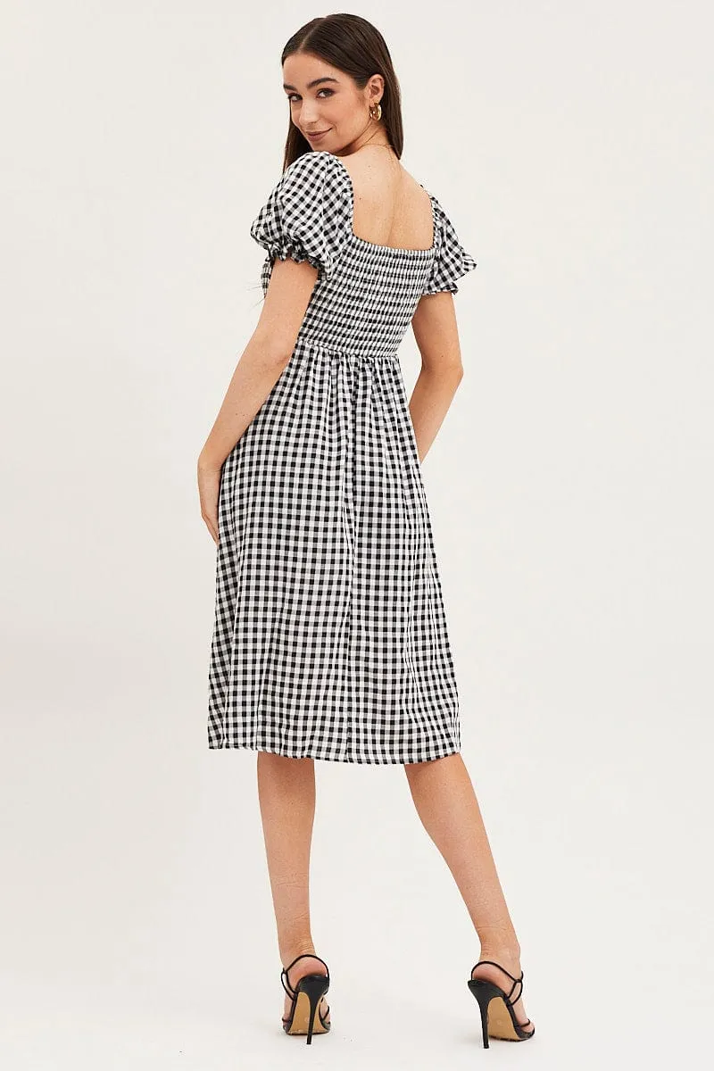 Check Mini Dress Short Sleeve Square Neck sold by Ally Fashion product image thumbnail 5