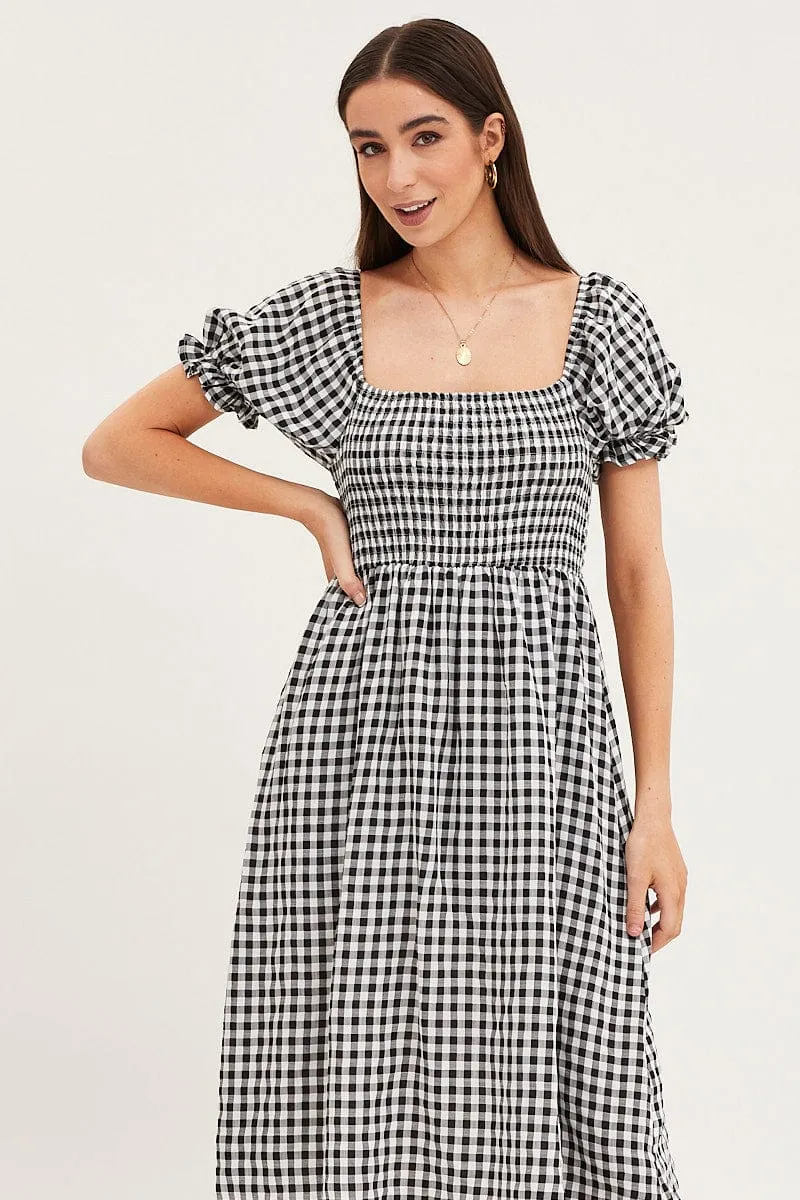 Check Mini Dress Short Sleeve Square Neck sold by Ally Fashion product image thumbnail 2