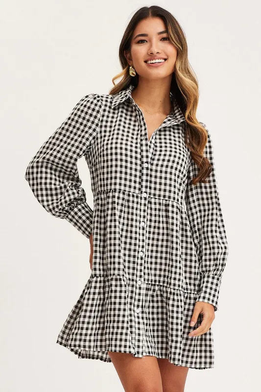 Check Shirt Dress Long Sleeve Button Front sold by Ally Fashion
