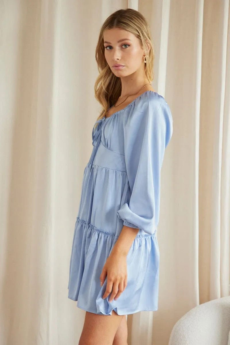 Blue Ruffle Skater Dress sold by Ally Fashion product image thumbnail 4