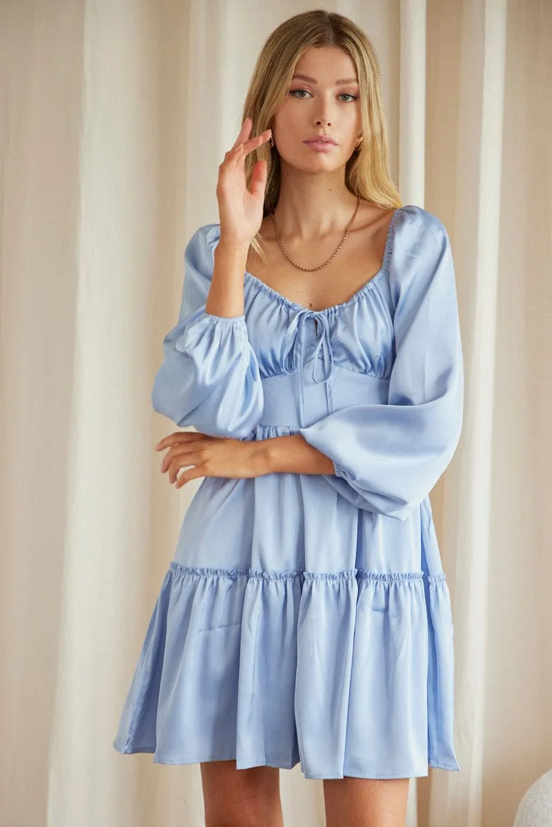 Blue Ruffle Skater Dress sold by Ally Fashion