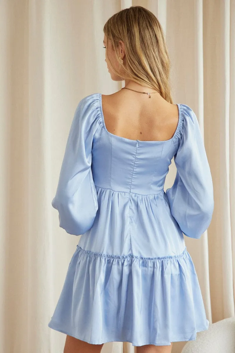 Blue Ruffle Skater Dress sold by Ally Fashion product image thumbnail 5